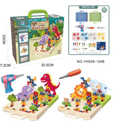 3D Drill & Screw Tool Box Puzzle set - Dino Theme
