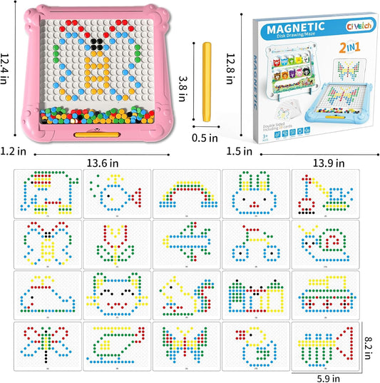 Magnetic Pen Drawing Board Diy Puzzle Educational Toys - Pink Color