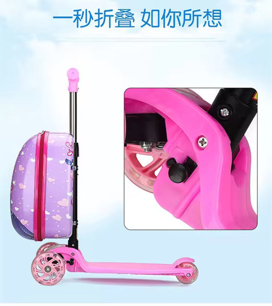 Ride-on Travel Scooter Trolley Bag - Frozen Theme Pink Color