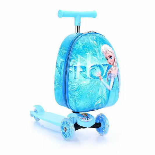Ride-on Travel Scooter Trolley Bag - Frozen Theme Blue Color