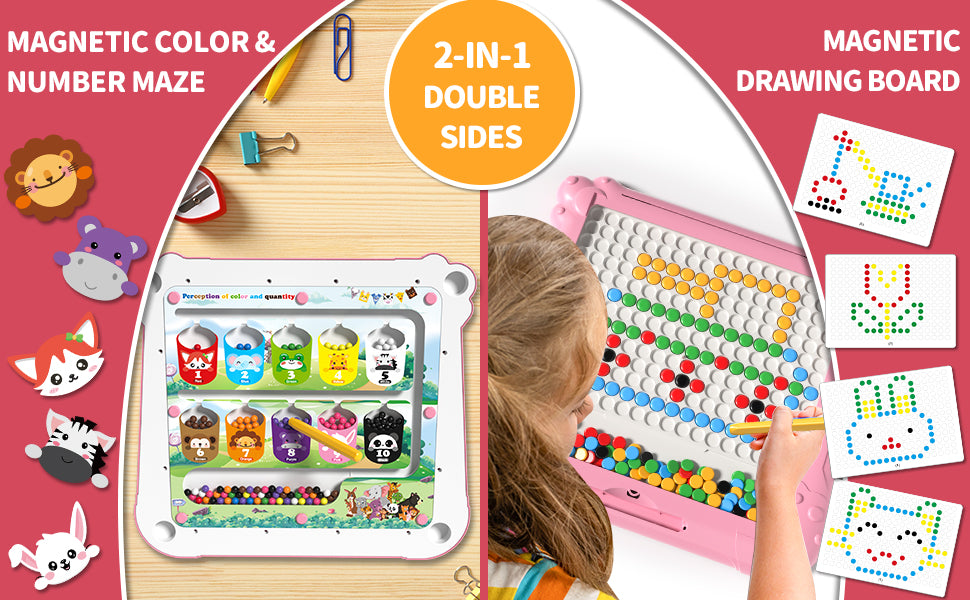 Magnetic Pen Drawing Board Diy Puzzle Educational Toys - Pink Color