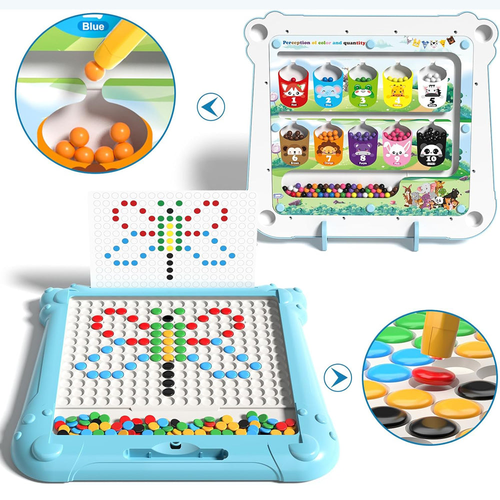 Magnetic Pen Drawing Board Diy Puzzle Educational Toys - Blue Color