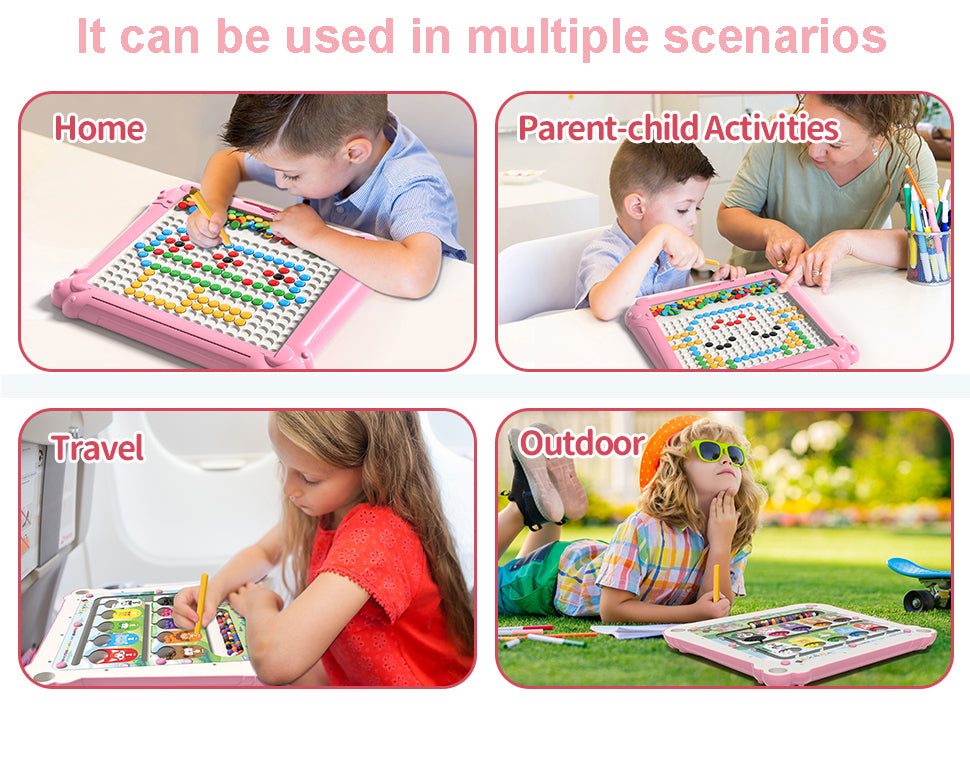 Magnetic Pen Drawing Board Diy Puzzle Educational Toys - Pink Color
